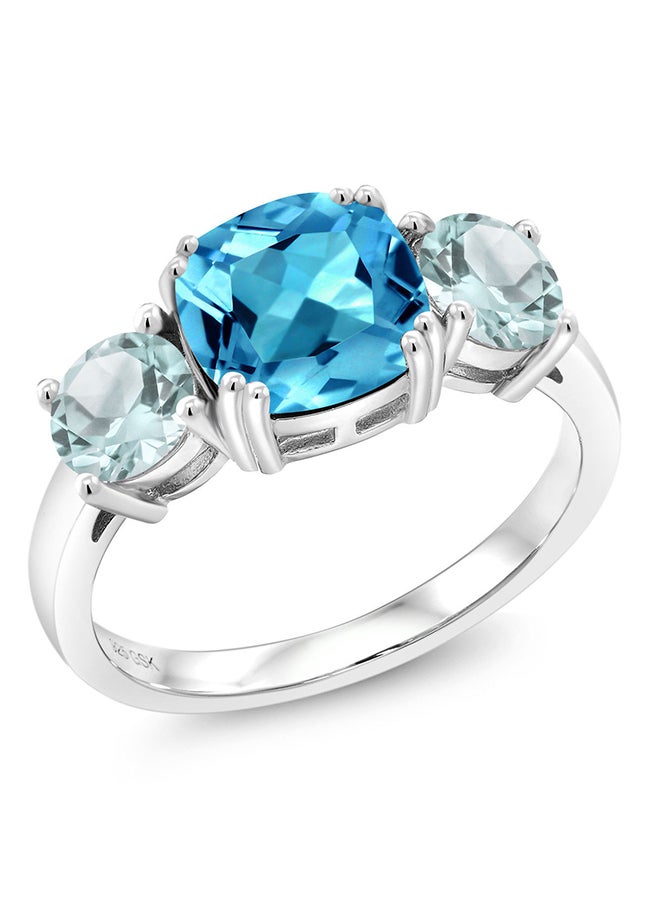 جم ستون كينج خاتم ميجان من الفضة الإسترليني عيار 925 مرصع بحجر التوباز السويسري بوزن 3.74 قيراط بتصميم بيضاوي من جيم ستون كينج - Image 2