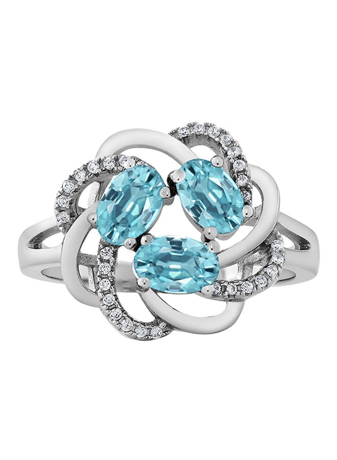 Gem Stone King 925 Sterling Silver Blue Zircon Women's Ring 2.62 Ct Oval - Image 1