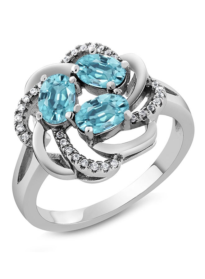 Gem Stone King 925 Sterling Silver Blue Zircon Women's Ring 2.62 Ct Oval - Image 2