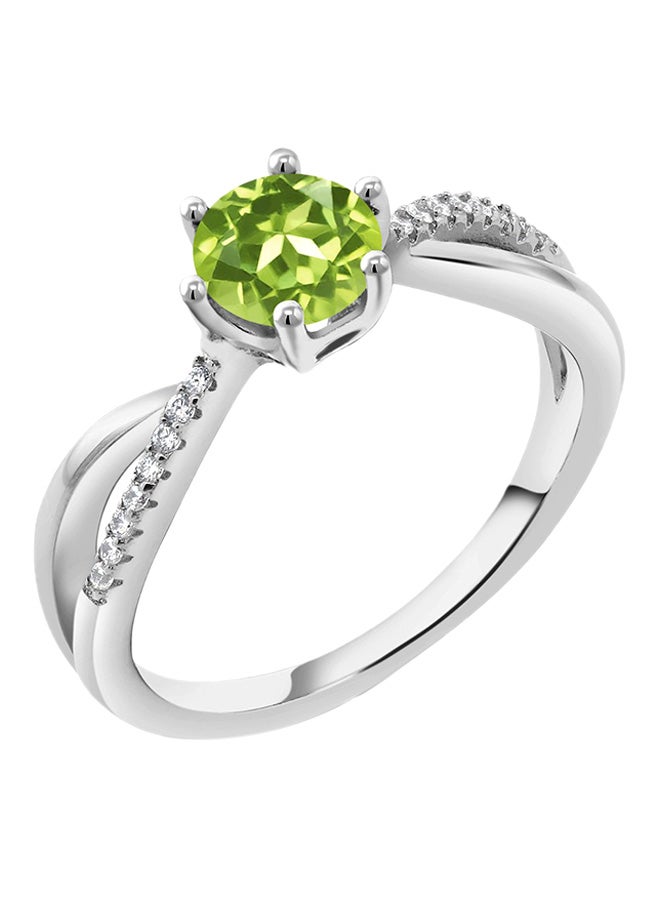 جم ستون كينج خاتم إنفينيتي للنساء من الفضة الإسترليني عيار 925 ومرصع بالزبرجد الأخضر عيار 1.09 قيراط بقصة دائرية من جيم ستون كينج - Image 1