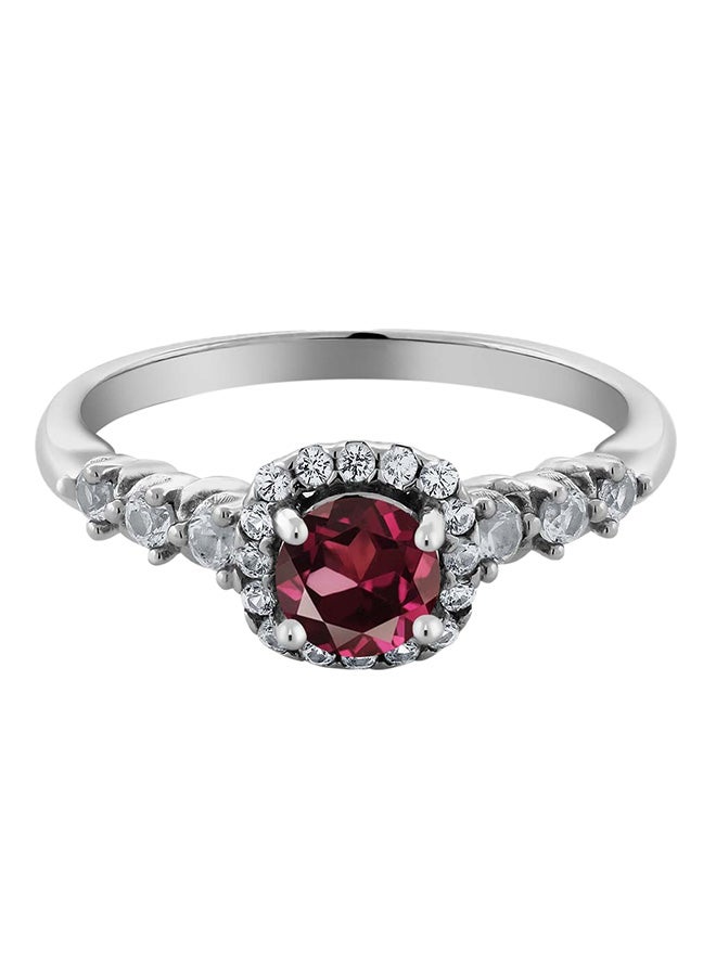 جم ستون كينج حلق من الفضة الإسترليني عيار 925 مرصع بالياقوت المطلي باللون الأبيض والعقيق الأحمر عيار 1.06 قيراط للنساء من جيم ستون كينج - Image 1