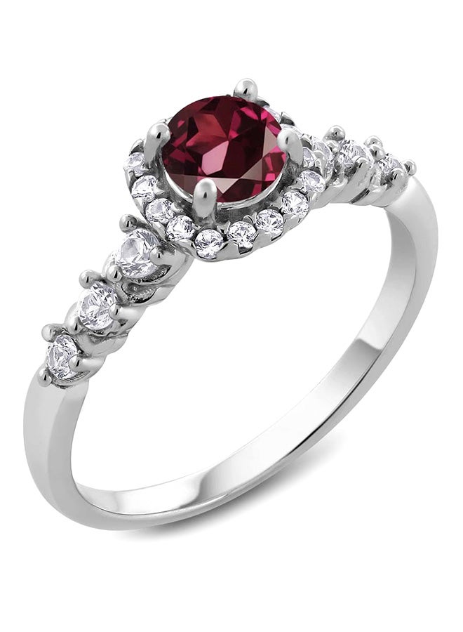 جم ستون كينج حلق من الفضة الإسترليني عيار 925 مرصع بالياقوت المطلي باللون الأبيض والعقيق الأحمر عيار 1.06 قيراط للنساء من جيم ستون كينج - Image 2