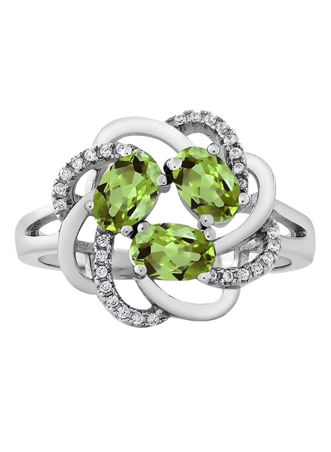 جم ستون كينج خاتم من الفضة الإسترليني عيار 925 مرصع بالزبرجد الأخضر عيار 1.87 قيراط بتصميم وردة بنمط بيضاوي للنساء من جيم ستون كينج - Image 1