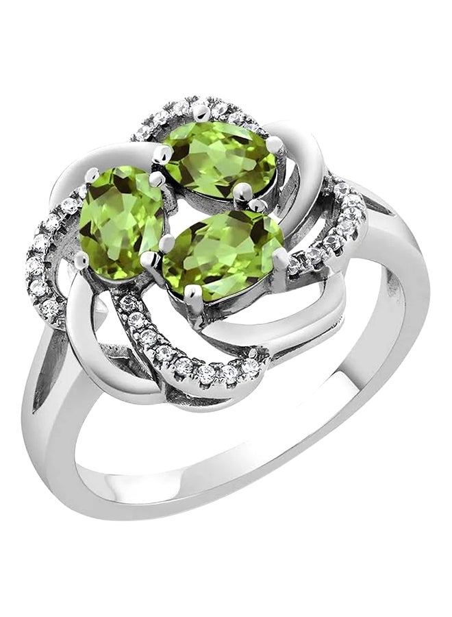 جم ستون كينج خاتم من الفضة الإسترليني عيار 925 مرصع بالزبرجد الأخضر عيار 1.87 قيراط بتصميم وردة بنمط بيضاوي للنساء من جيم ستون كينج - Image 2