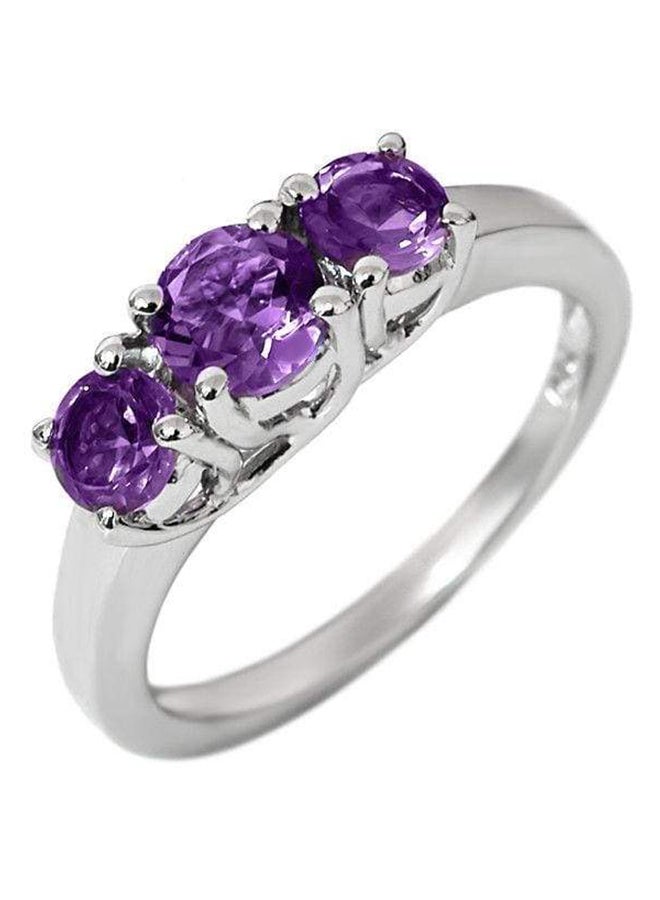 Gem Stone King Sterling Silver Purple Amethyst 3-Stone Ring 1.30 cttw