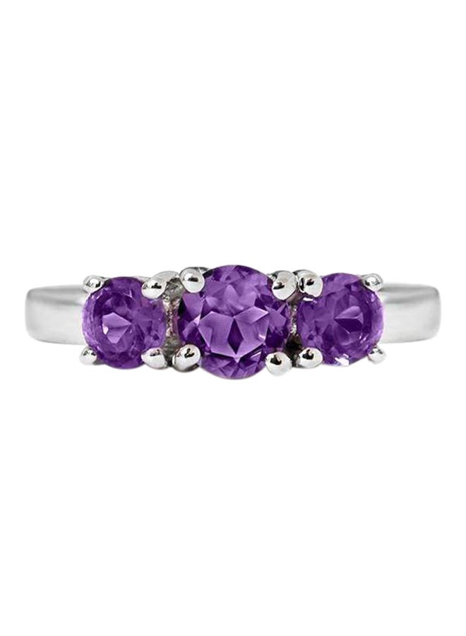 Gem Stone King Sterling Silver Purple Amethyst 3-Stone Ring 1.30 cttw