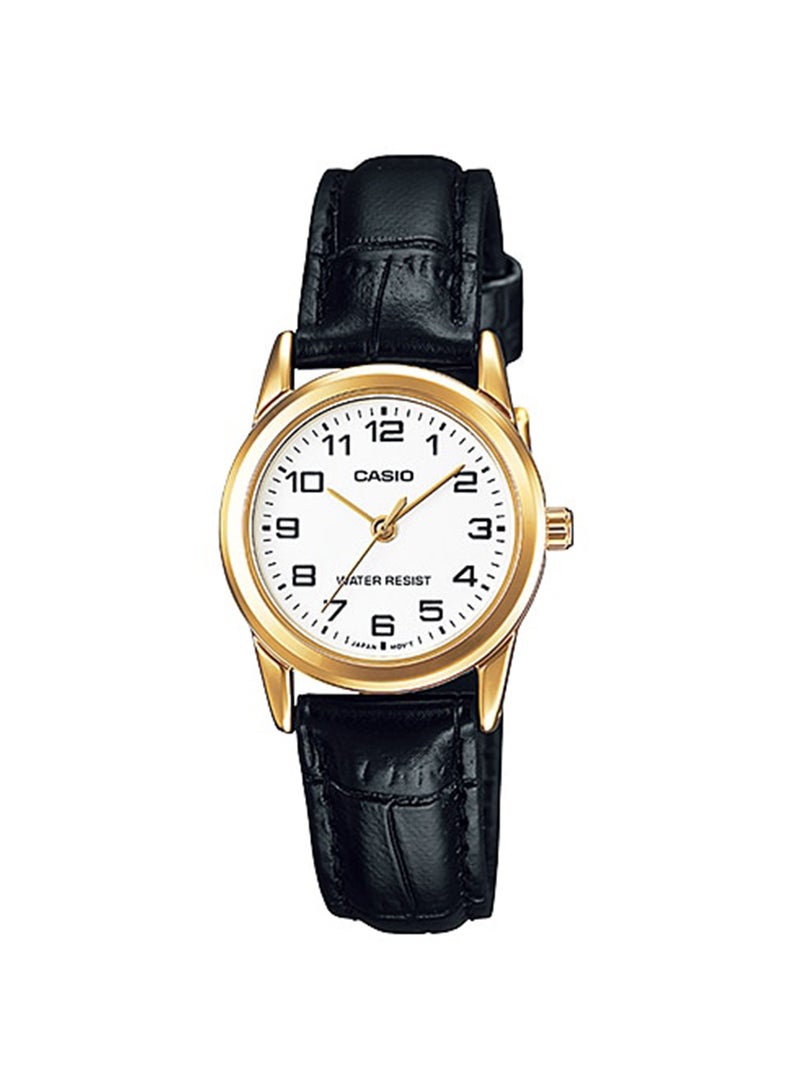 كاسيو ساعة يد بعقارب وسوار من الجلد طراز LTP-V001GL-7 - مقاس 25 مم - لون أسود للنساء - Image 1