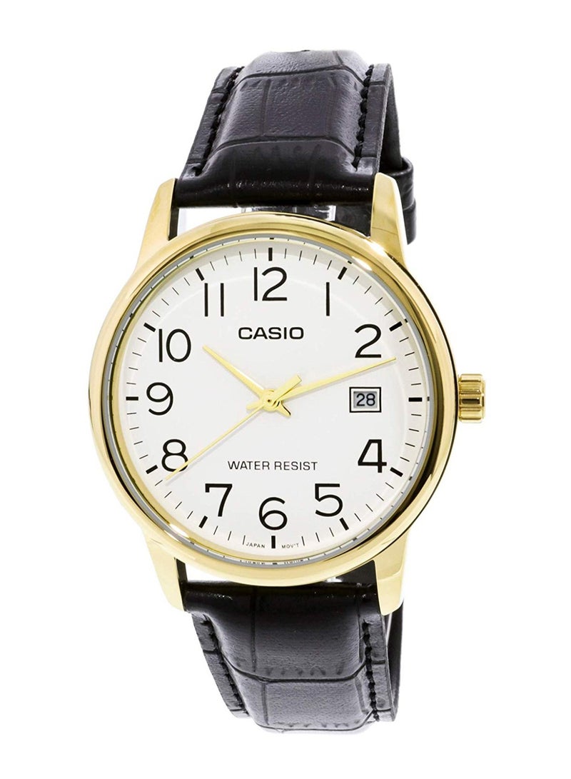 كاسيو ساعة يد بعقارب وسوار من الجلد - طراز MTPV002GL-7B2 للرجال - Image 1