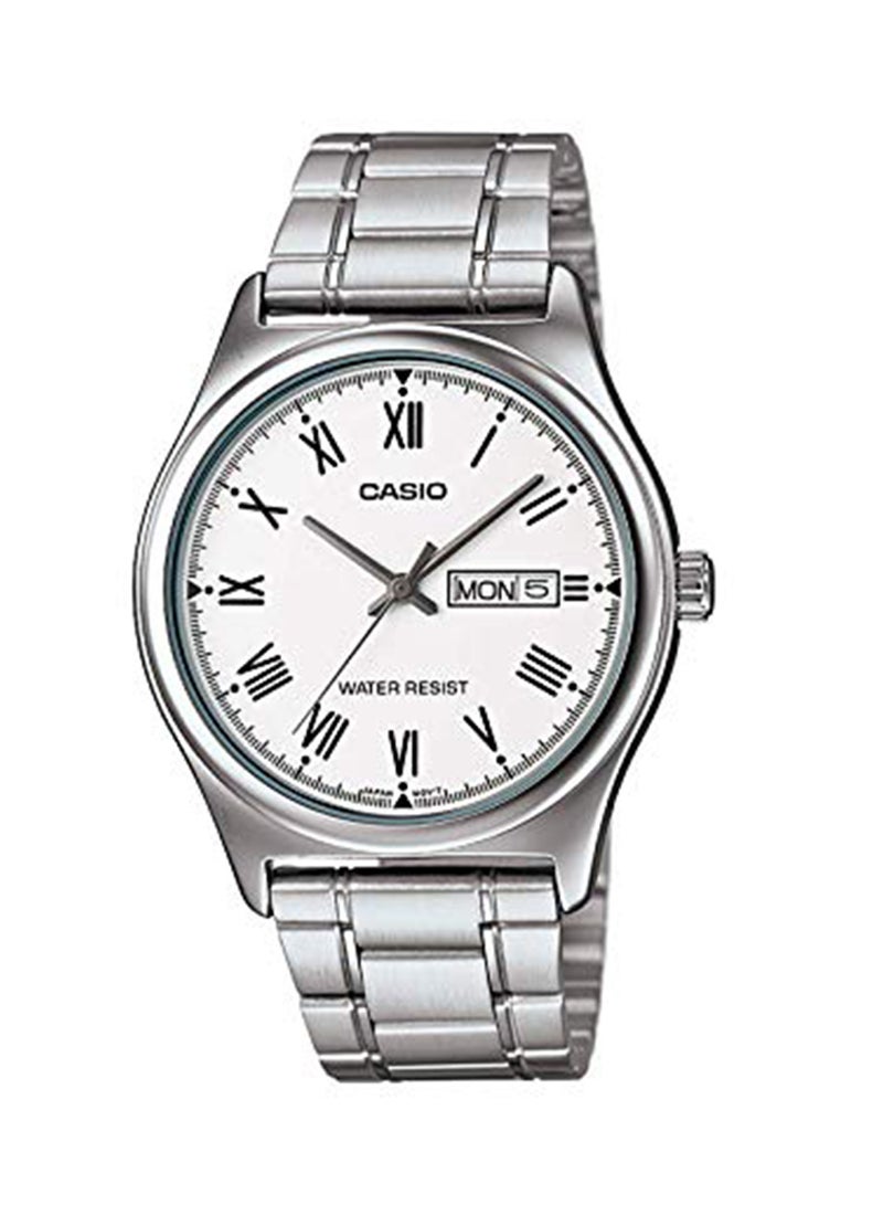 كاسيو ساعة يد بعقارب وسوار من الإستانلس ستيل طراز MTP-V006D-7 مقاس 45 مم - فضي للرجال - Image 1