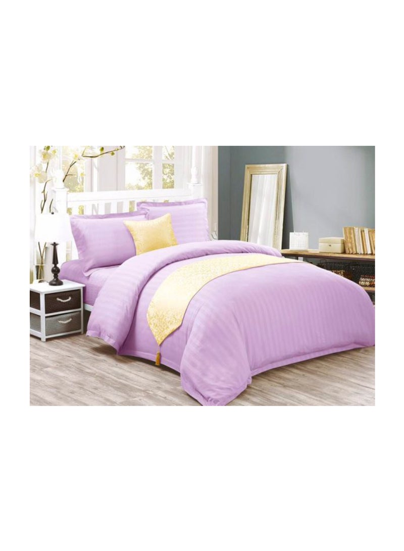 Hours - 6-Piece Stripes Design Comforter Set Cotton Blend Purple - Image 1