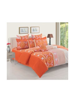 Swayam Sparkle Collection Flat Sheet with Pillow Case Cotton Orange/White/Yellow 