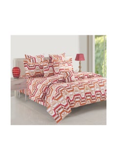 Swayam Sparkle Collection Flat Sheet with Pillow Case Cotton Brown/White/Red 
