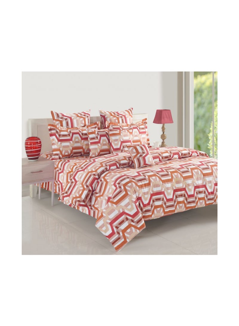 Sparkle Collection Flat Sheet with Pillow Case Cotton Brown/White/Red