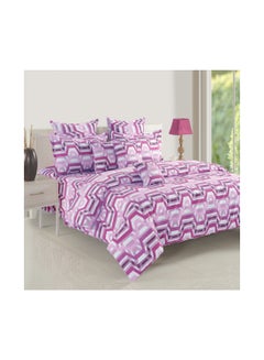 Swayam Sparkle Collection Flat Sheet with Pillow Case Cotton Purple/White 