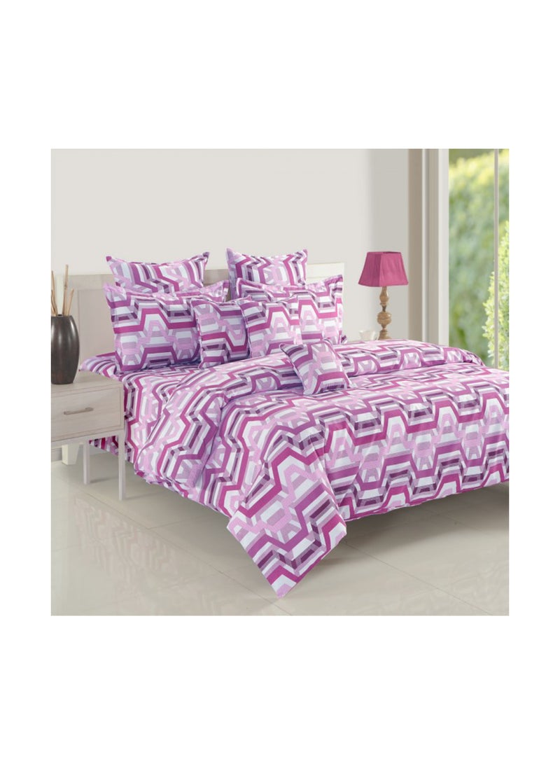Sparkle Collection Flat Sheet with Pillow Case Cotton Purple/White