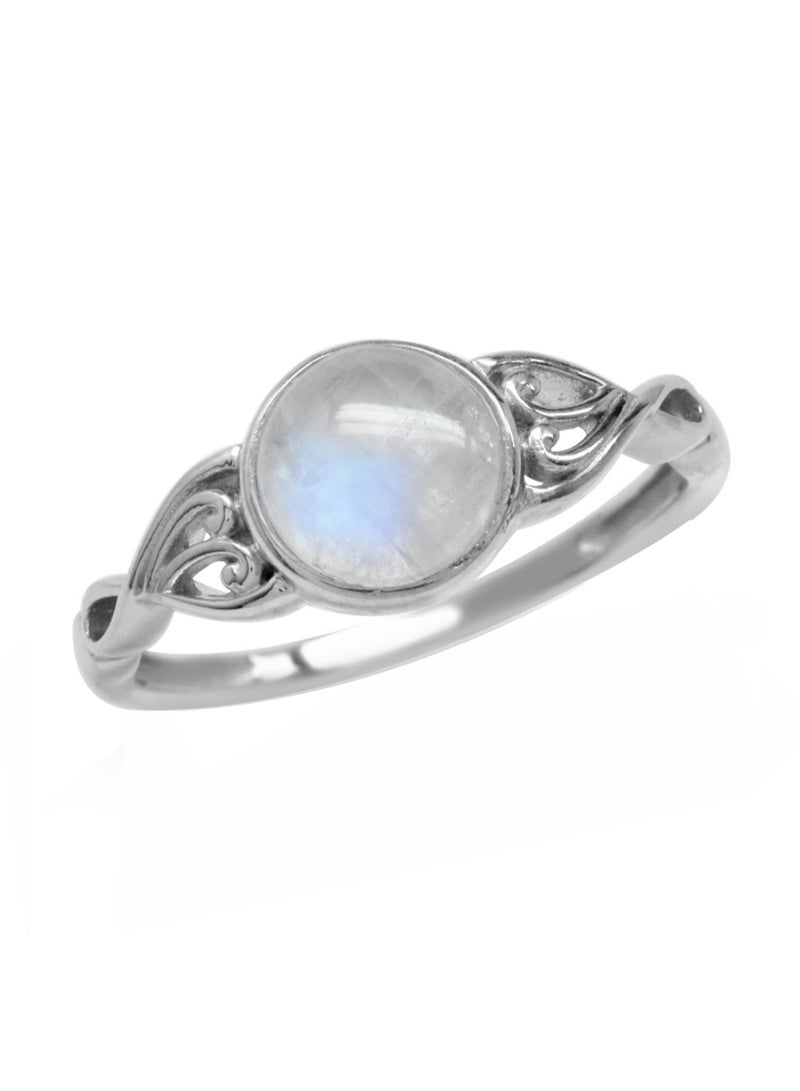Silvershake 925 Sterling Silver Victorian Style Solitaire Ring With Moonstone - Image 1