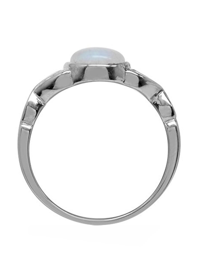 Silvershake 925 Sterling Silver Victorian Style Solitaire Ring With Moonstone - Image 2