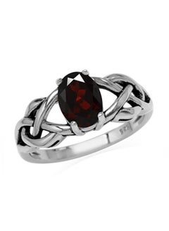 925 Sterling Silver Celtic Knot Solitaire Ring With Garnet