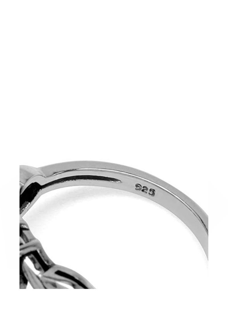 Silvershake - 925 Sterling Silver Celtic Knot Solitaire Ring With Garnet - Image 1