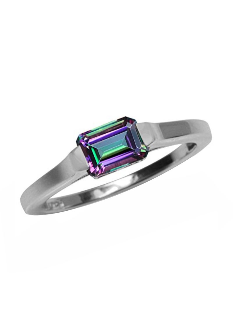 Silvershake 925 Sterling Silver Solitaire Ring With Topaz - Image 1