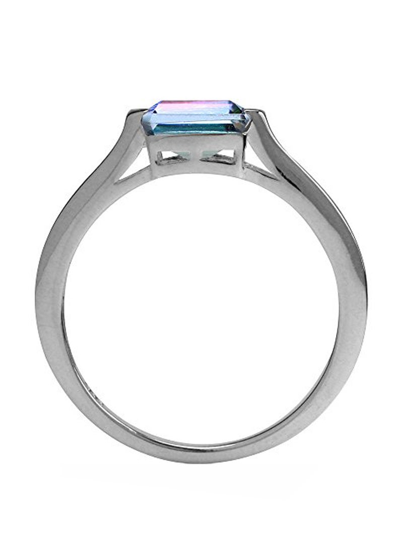 Silvershake 925 Sterling Silver Solitaire Ring With Topaz - Image 2