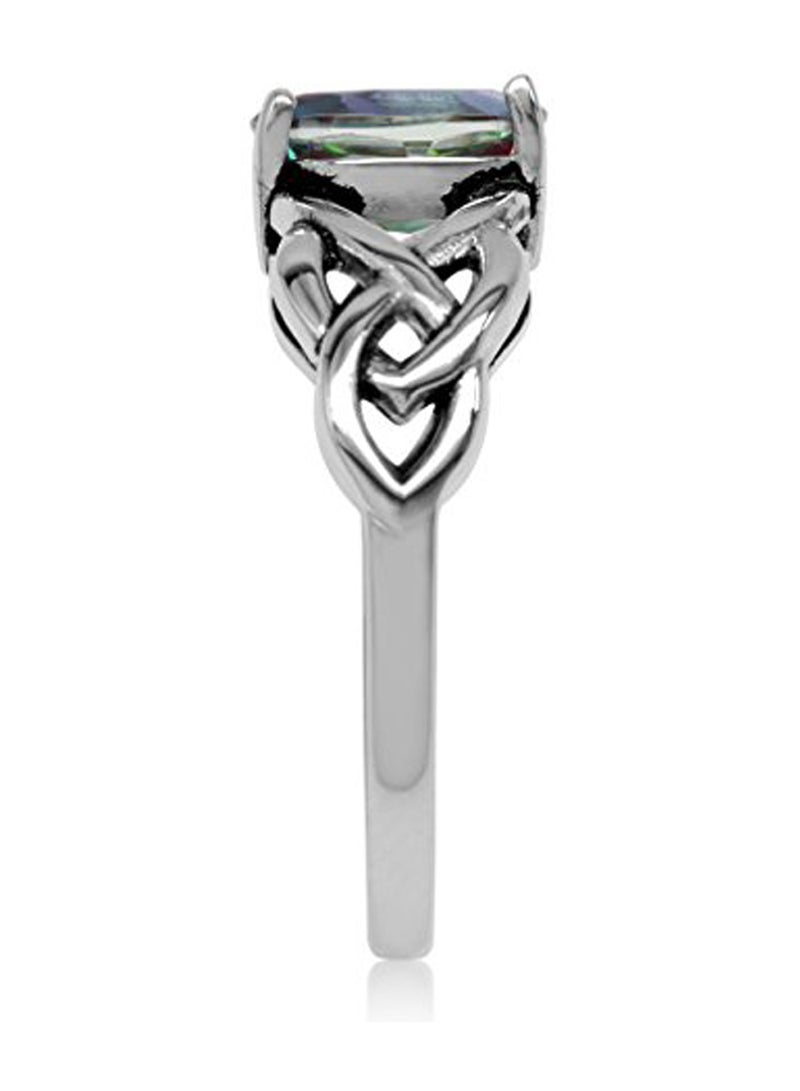 Silvershake 925 Sterling Silver Celtic Knot Solitaire Ring With Topaz - Image 2