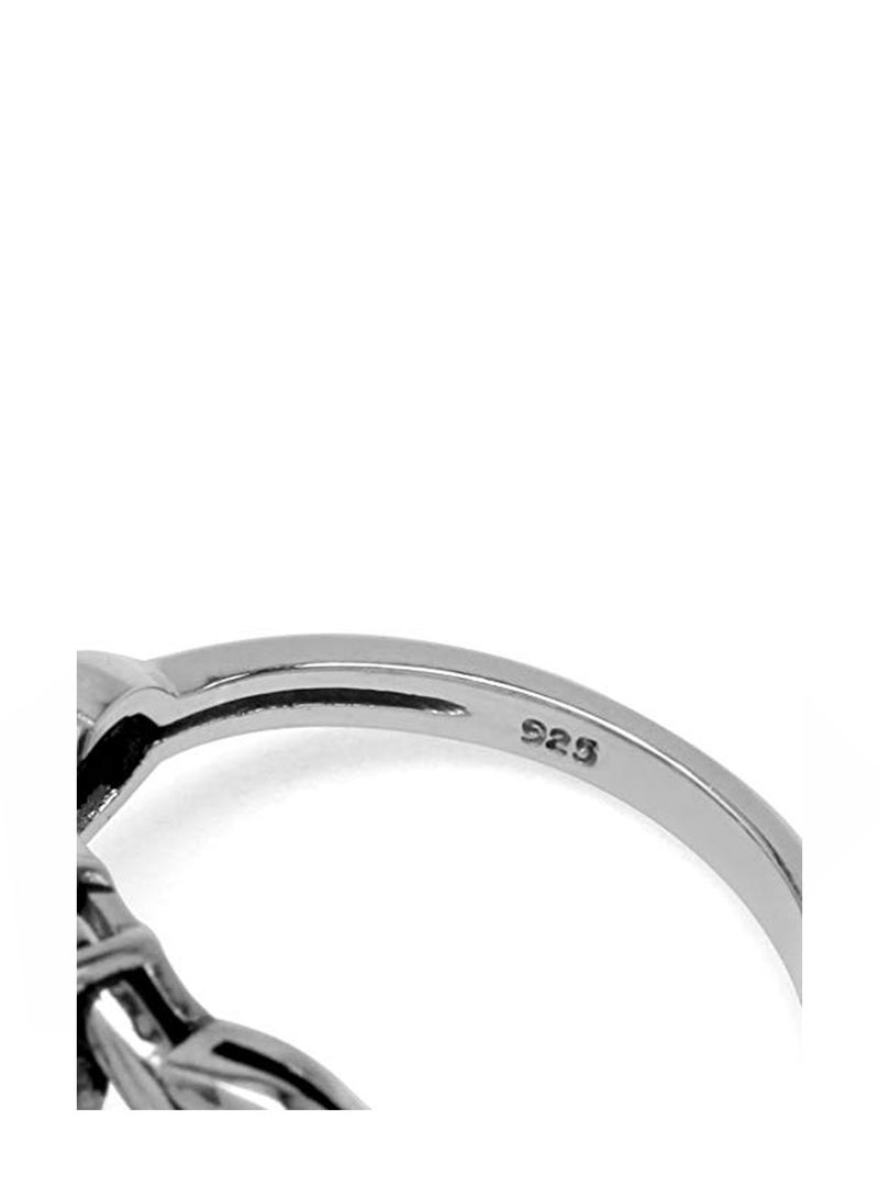 Silvershake 925 Sterling Silver Celtic Knot Solitaire Ring With Topaz - Image 3