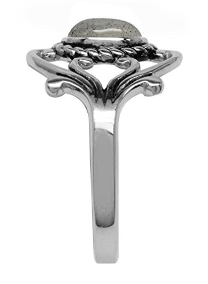 Silvershake 925 Sterling Silver Victorian Style Rope Ring With Labradorite - Image 2