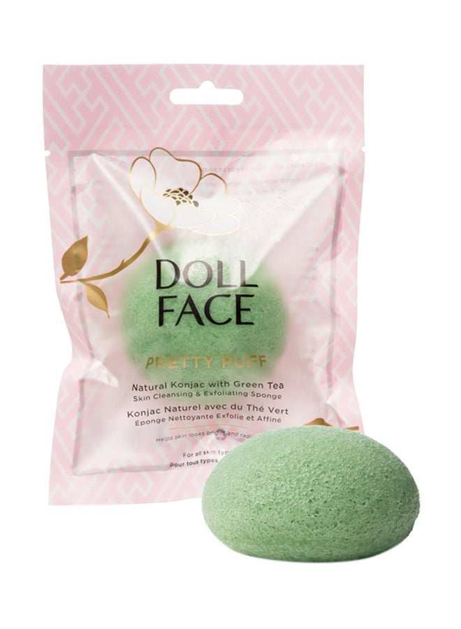 Pretty Puff Green Tea Skin Cleansing And Exfoliating Sponge Green