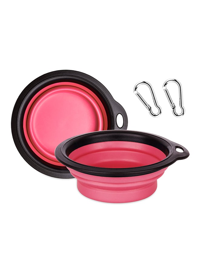 Foldable Silicone Dog Bowl Pink/Black - Image 1