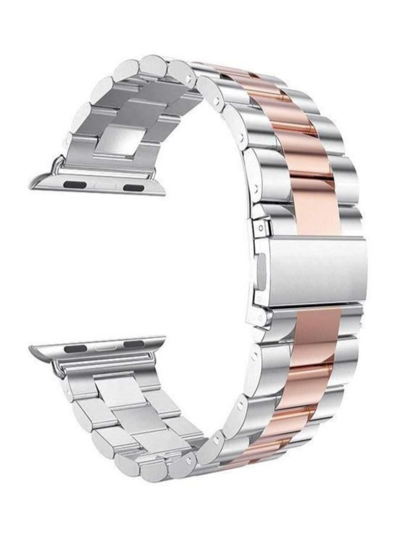 LNKOO Steel Replacement Band For Apple Watch 42mm Silver/Rose Gold  - Image 1