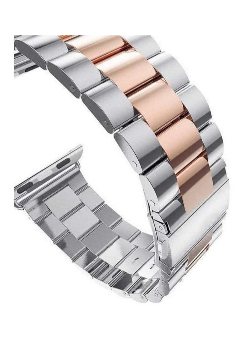 LNKOO Steel Replacement Band For Apple Watch 42mm Silver/Rose Gold  - Image 3
