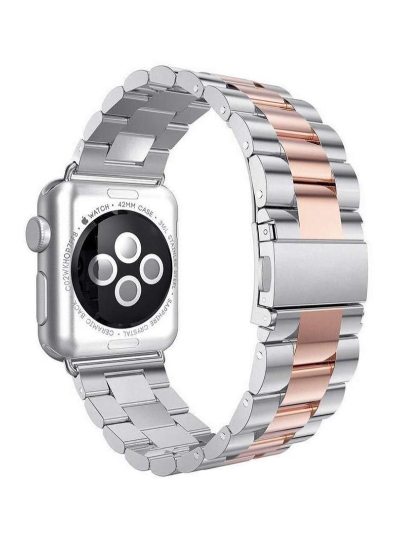 LNKOO Steel Replacement Band For Apple Watch 42mm Silver/Rose Gold  - Image 2