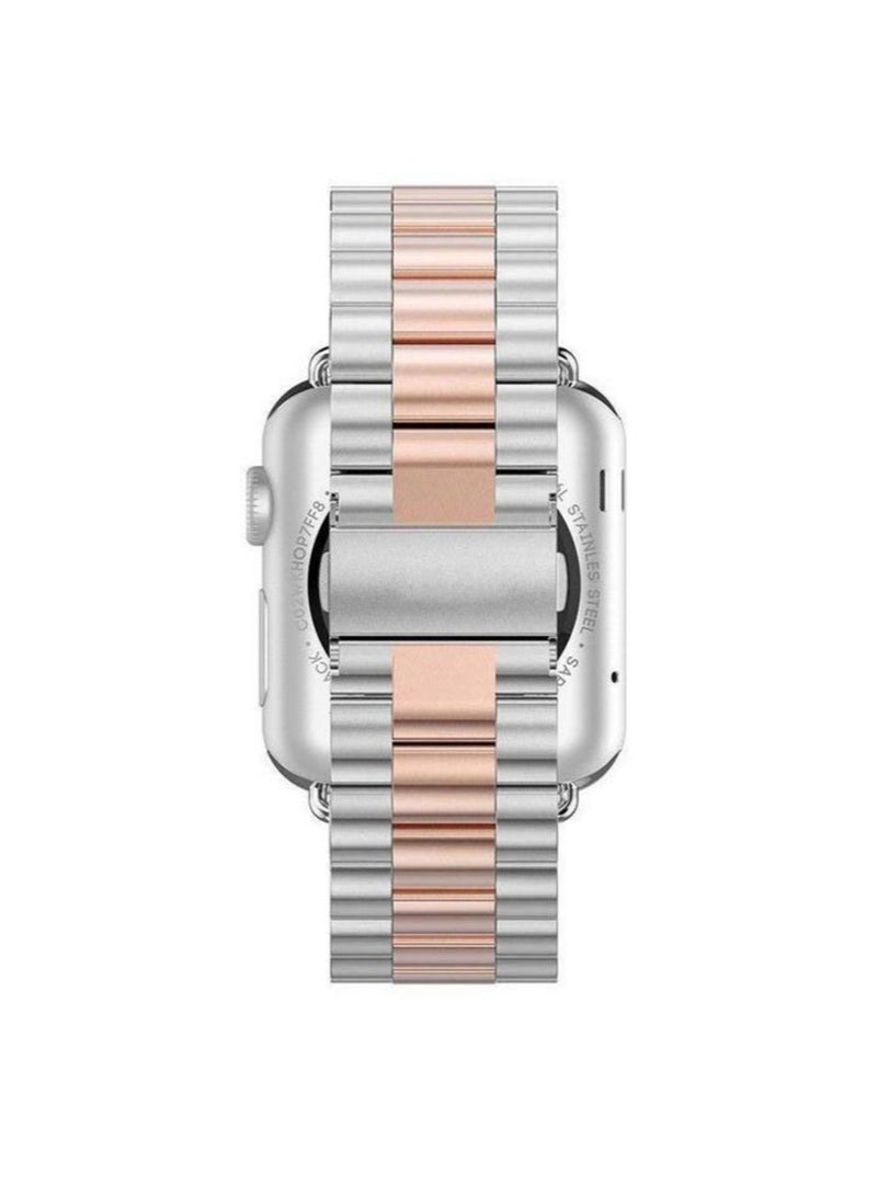 LNKOO Steel Replacement Band For Apple Watch 42mm Silver/Rose Gold  - Image 4