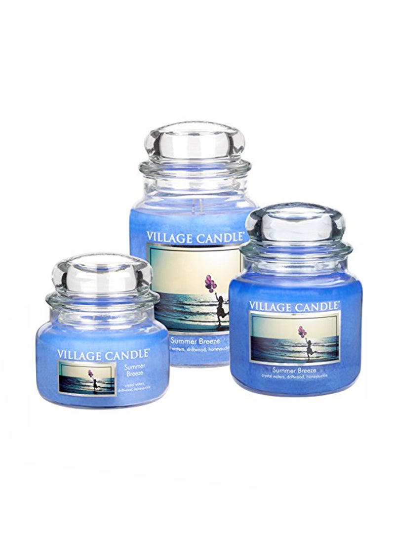 Village Candle Summer Breeze Scented Candle Blue 6.875 x 3.75 x 3.75inch  - Image 1