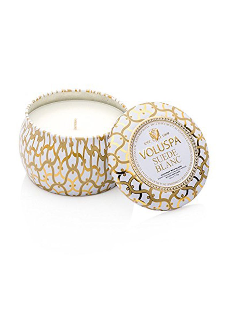 فولوسبا شمعة معطرة برائحة جلد الغزال الأبيض أبيض 3.5x2.9x2.9بوصة