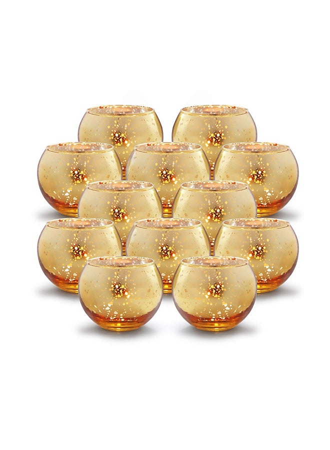 فولينس حامل شموع صغيرة من 12 قطعة ذهبي 2.55x11.8x9.05بوصة - Image 1