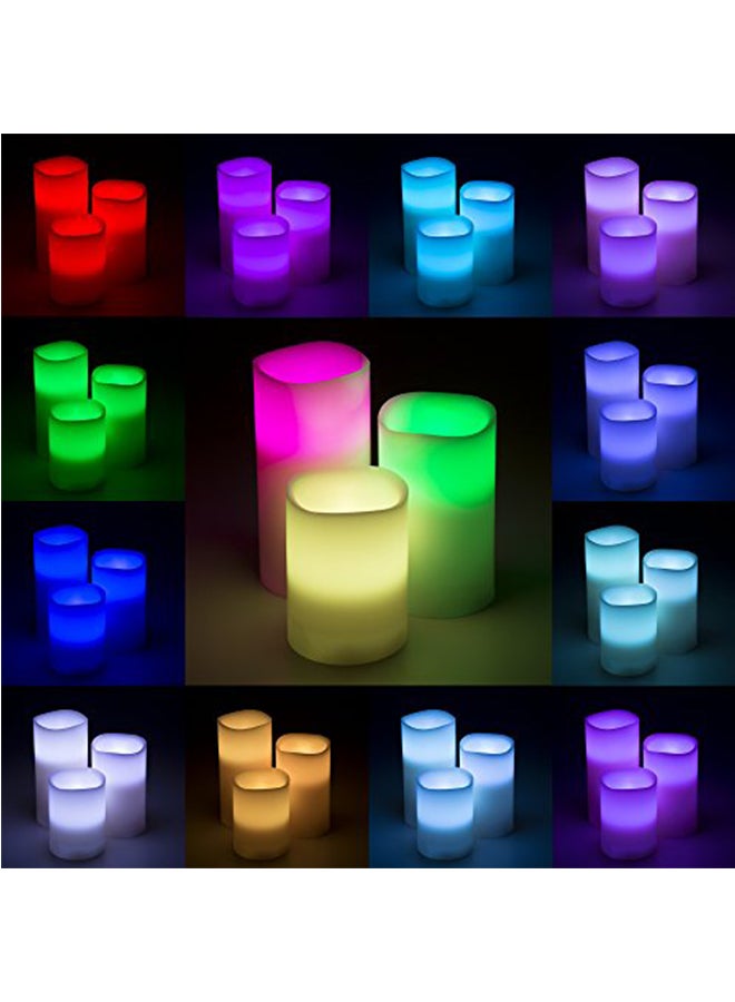 لافيش هوم شمعة عديمة اللهب مع إضاءة LED ملونة متغيرة من 3 قطع أبيض 6 x 3 x 3بوصة - Image 3