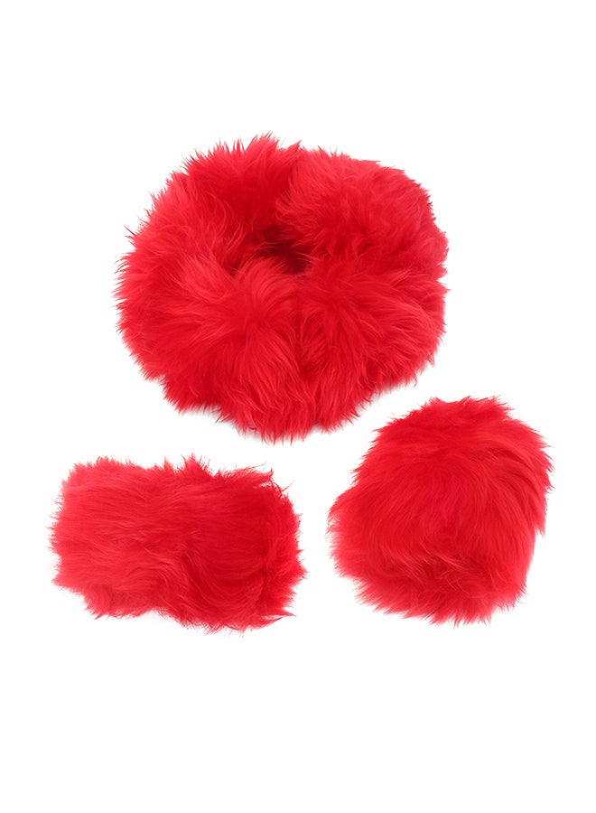 3-Piece Winter Furry Steering Wheel Gear Knob Brake Cover Set - Image 1