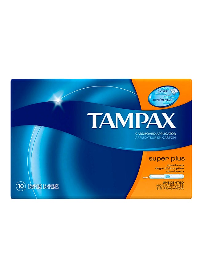 Tampax Cardboard Applicator Super Plus Unscented 10 Count White - Image 1