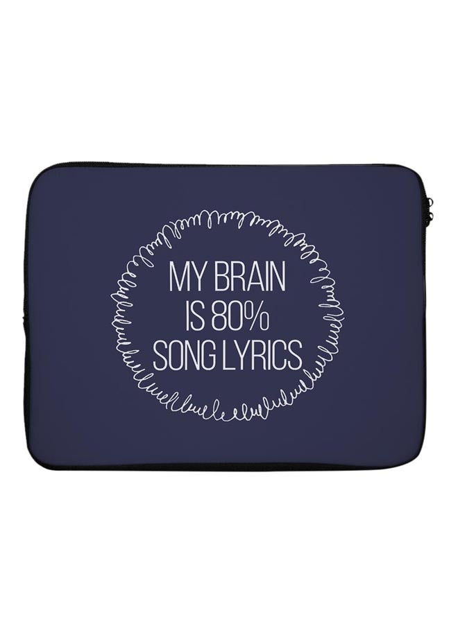 LOUD UNIVERSE - My Brain Is 80% Song Lyrics Printed Sleeve For 13-Inch Laptop Navy/White - Image 1
