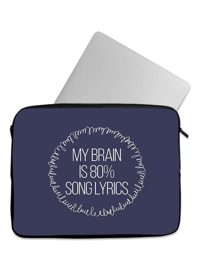 LOUD UNIVERSE - My Brain Is 80% Song Lyrics Printed Sleeve For 13-Inch Laptop Navy/White - Image 1