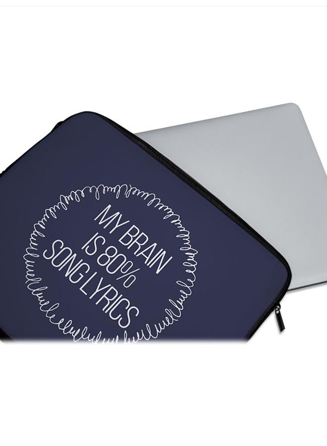 LOUD UNIVERSE - My Brain Is 80% Song Lyrics Printed Sleeve For 13-Inch Laptop Navy/White - Image 1