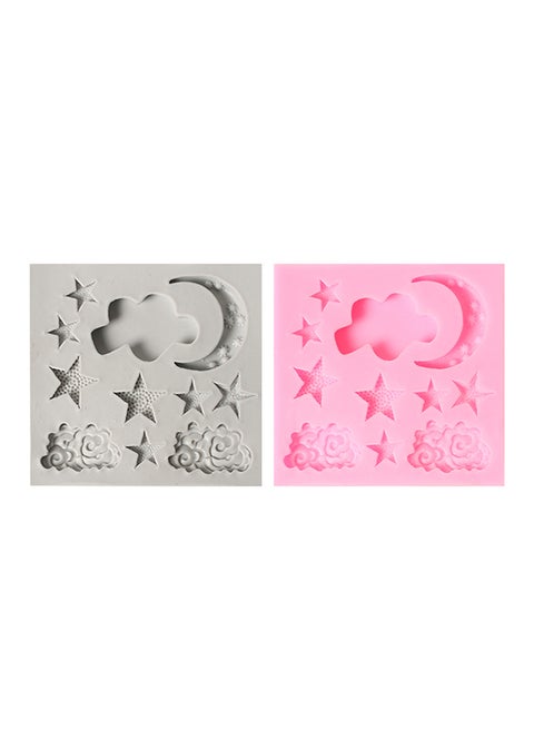 Silicone Moon Stars Clouds Mold Grey/Pink 10centimeter