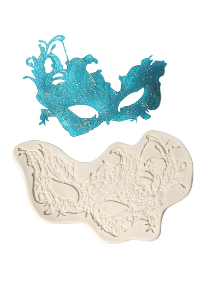 فيس مايل قالب من السيليكون لتزيين الكعكات على شكل قناع حفلات أبيض 23سم - Image 2