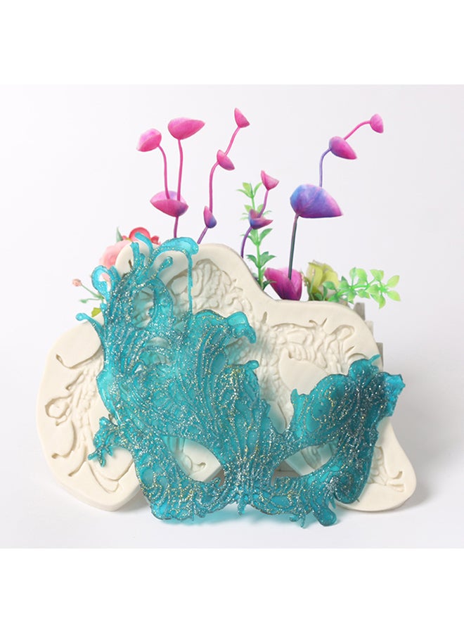 فيس مايل قالب من السيليكون لتزيين الكعكات على شكل قناع حفلات أبيض 23سم - Image 3