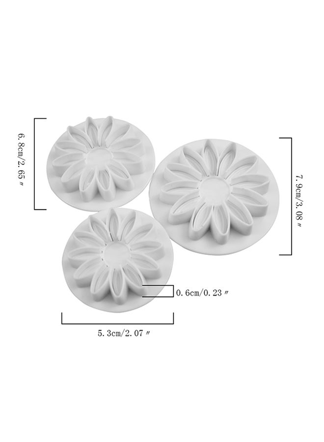 فيس مايل قالب بلاستيكي لحلوى الفوندان على شكل دوار الشمس من 3 قطع أبيض 20Ø³Ù†ØªÙŠÙ…ØªØ± - Image 3