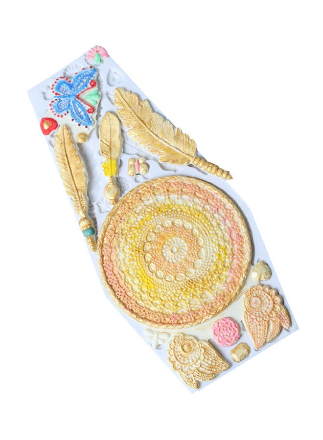 فيس مايل قالب من السيليكون لتزيين أطراف الكعك بنمط زهور الجريس وأجراس أيوليون أبيض 28سم - Image 3