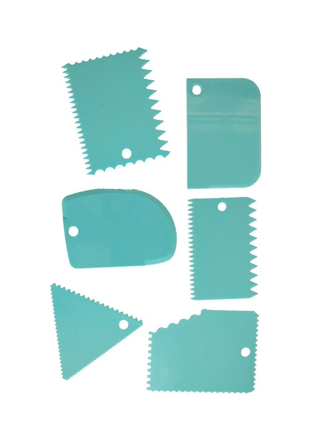 Generic - 6 Piece Cake Scraper Edge Decorating Cutters Set Blue 13cm - Image 1