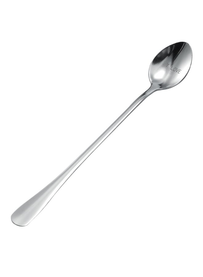 Stainless Steel Custom Stamped Engraved Long Handle Spoon Silver 21cm  - Image 3